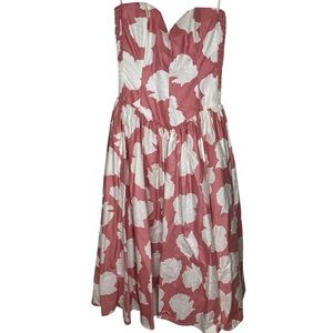 💃🏻Vintage Victor Costa Strapless Dress Pink White Floral Sweetheart Neckline 2👗